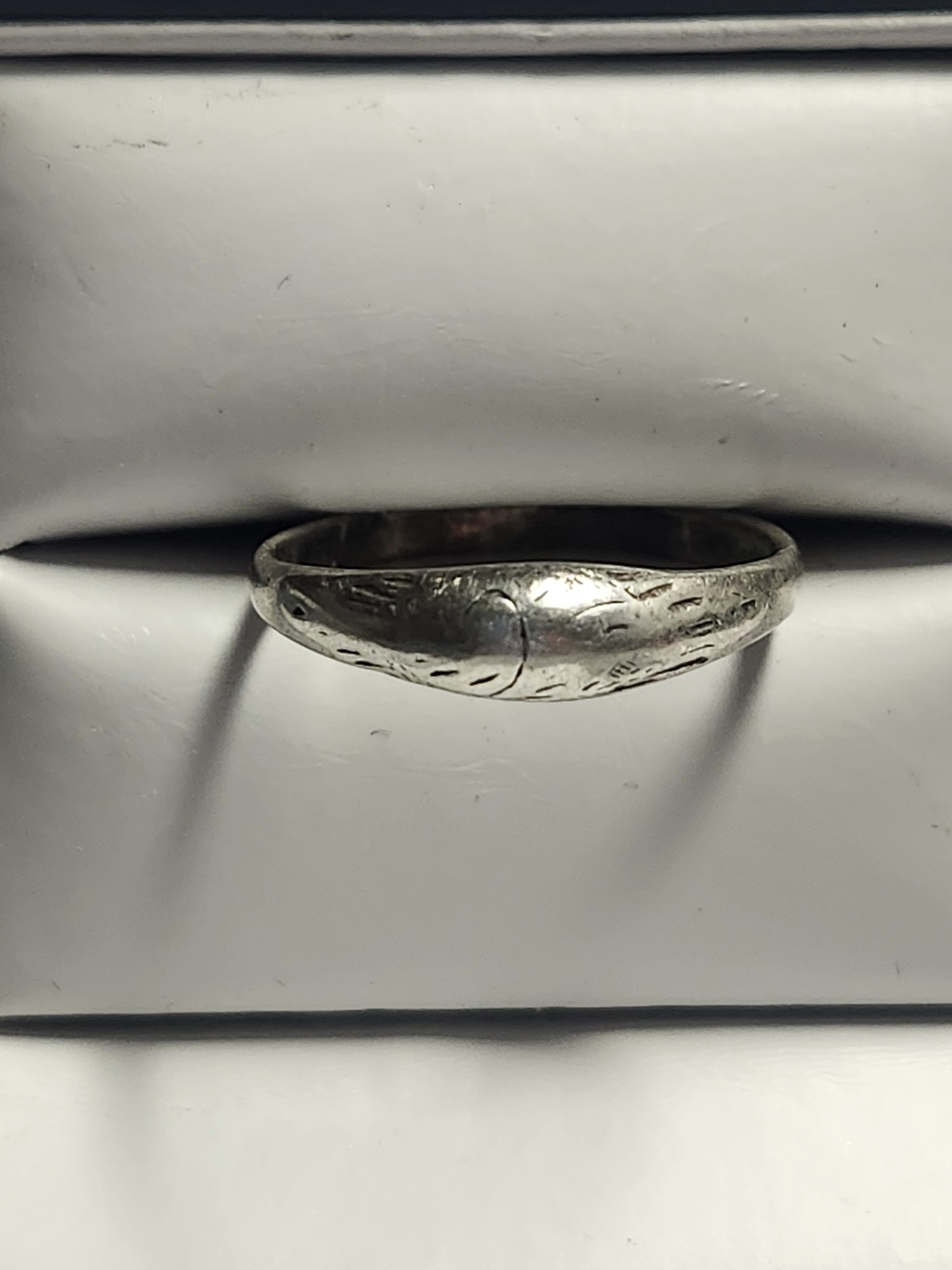 Sterling Silver Engraved Dome Ring - Silver 5.75